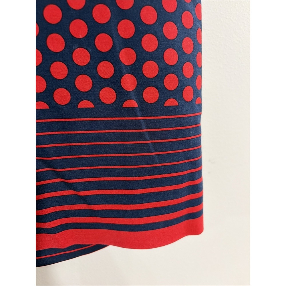 The Limited Womens Size 8 Pencil Skirt Navy Blue Red Polka Dot Stripe W241 - Picture 3 of 5